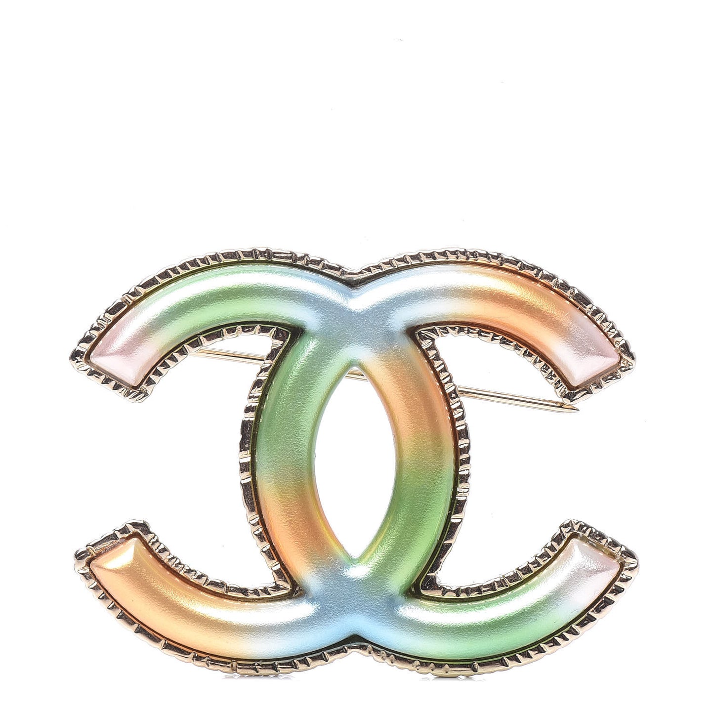 Metal CC Brooch Multicolor