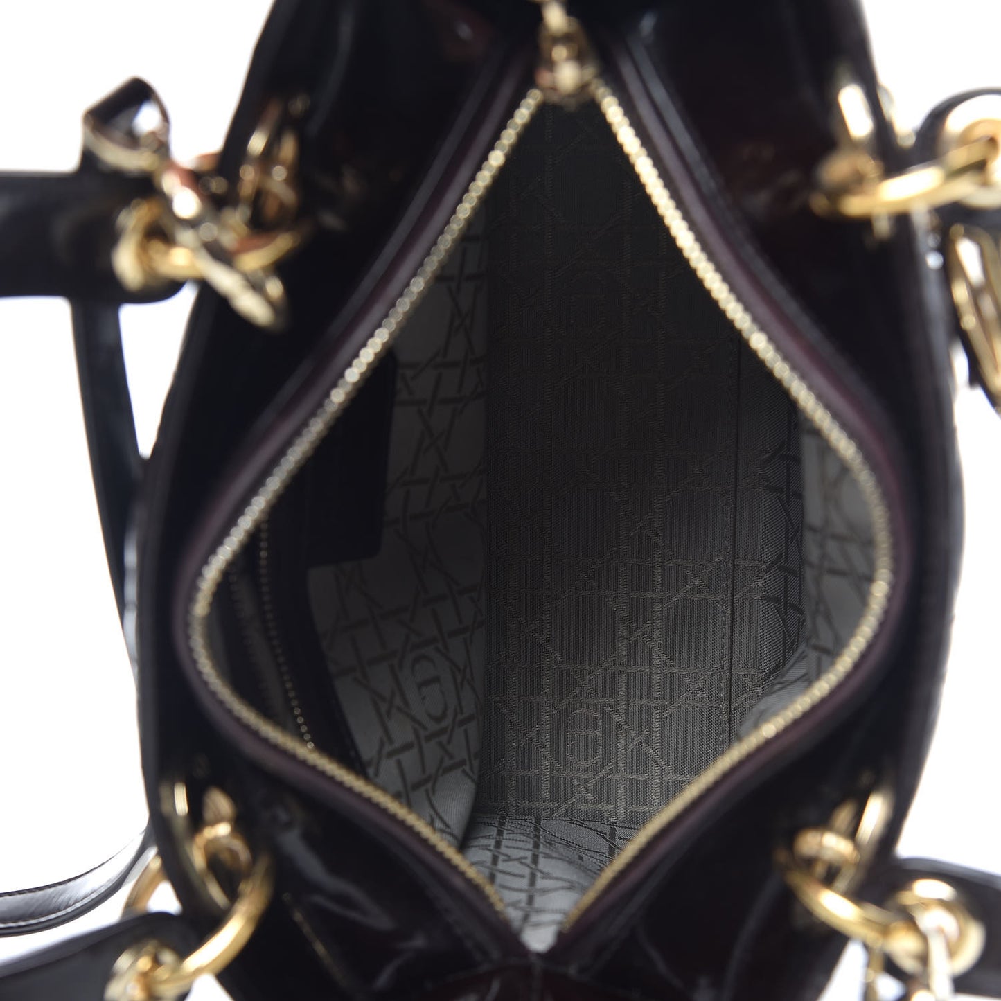 Patent Cannage Medium Lady Dior Dark Brown