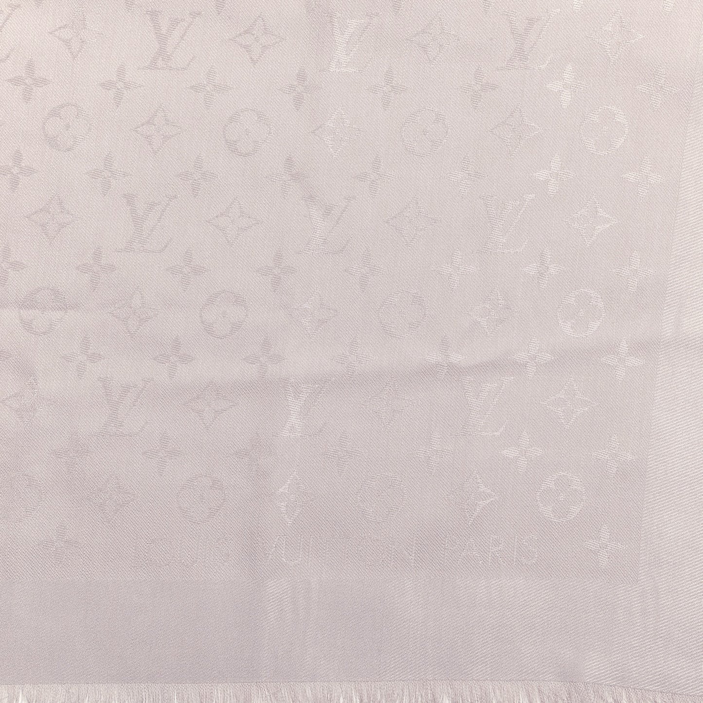 Silk Wool Monogram Shawl Greige
