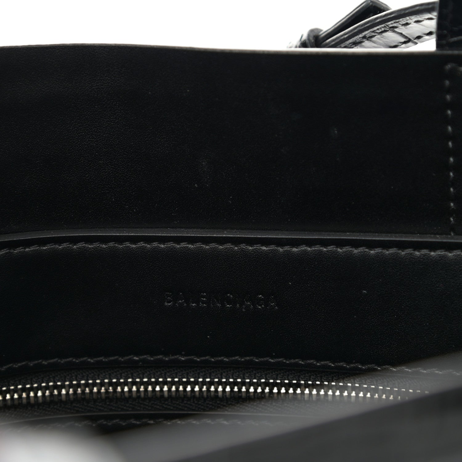 Balenciaga Shiny Calfskin Logo Crocodile Embossed XXS Everyday Tote Black 6 of 9