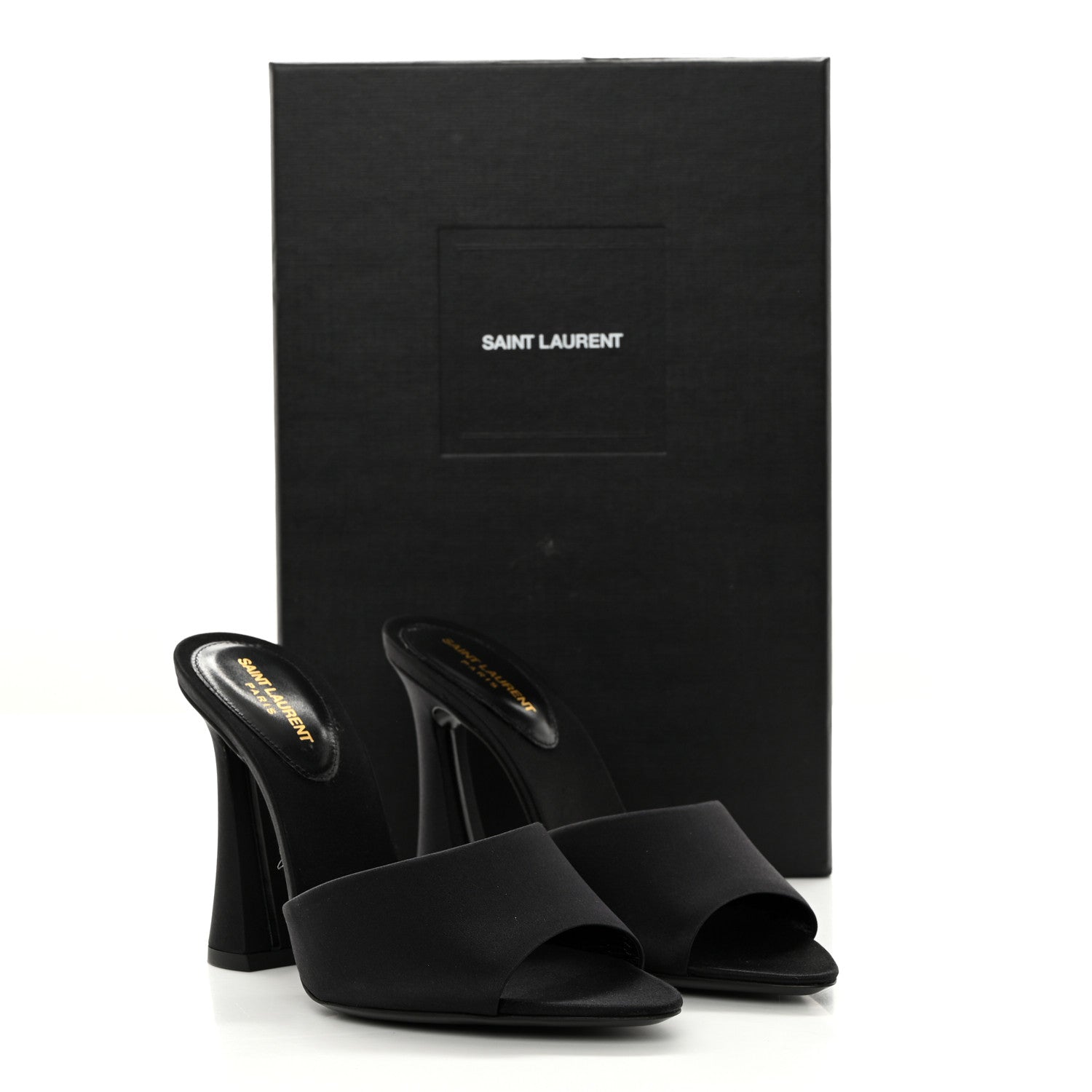 Saint Laurent Crepe Satin Gippy Mule Sandals 36.5 Black 9 of 9
