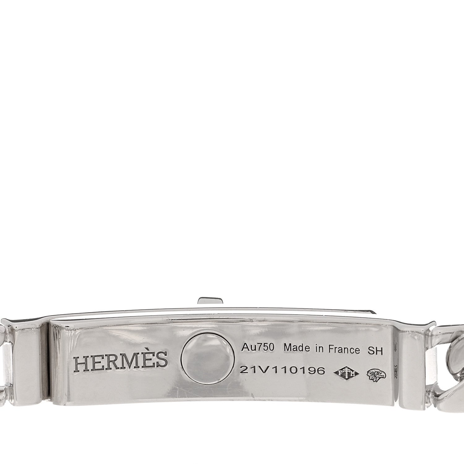 Hermes 18K White Gold Diamond TPM Kelly Gourmette Bracelet 3 of 4