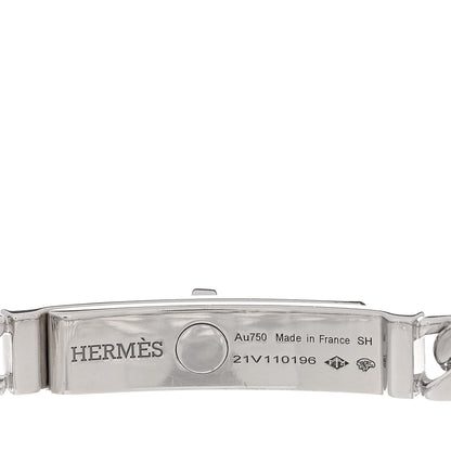 Hermes 18K White Gold Diamond TPM Kelly Gourmette Bracelet 3 of 4