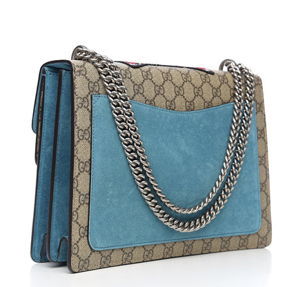 Gucci GG Supreme Monogram Angry Cat Embroidered Medium Dionysus Shoulder Bag Beige Ultramarine 2 of 9