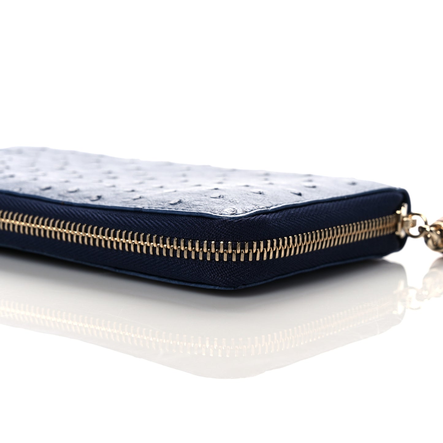 Ostrich Bamboo Zip Around Wallet Dark Blue