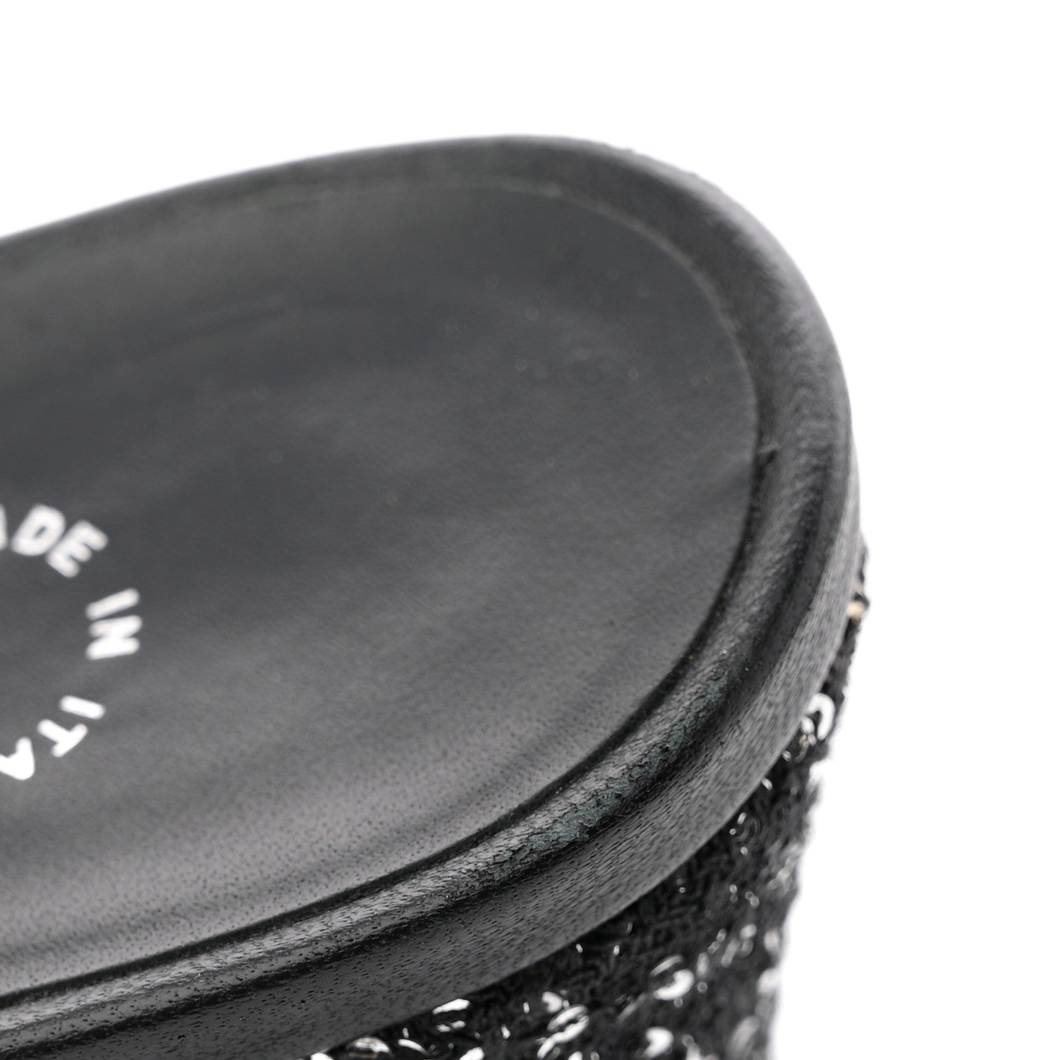 Chanel Tweed Sequin Cap Toe CC Slingback Pumps 38 Black White Silver 13 of 14