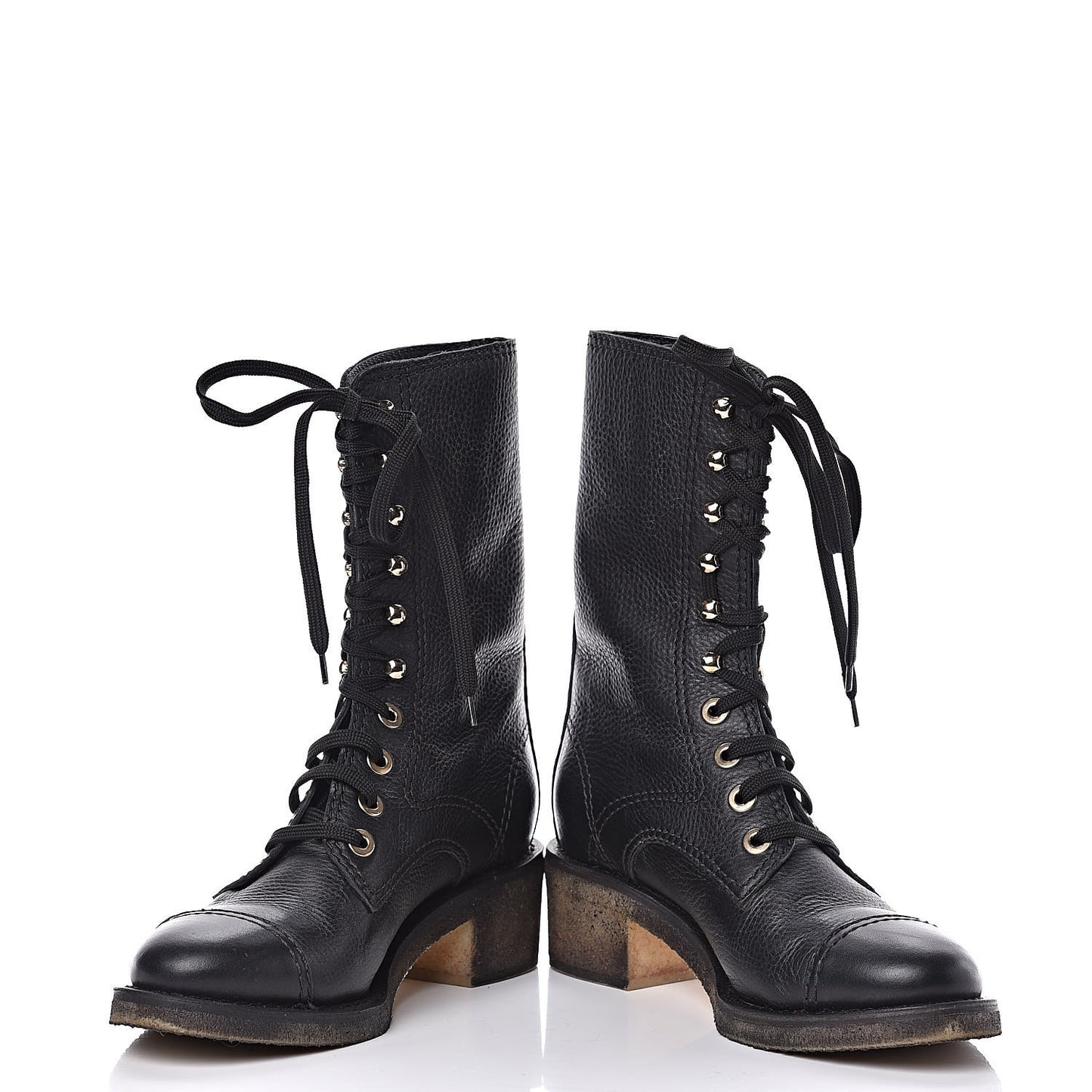 Calfskin CC Combat Boots 38.5 Black
