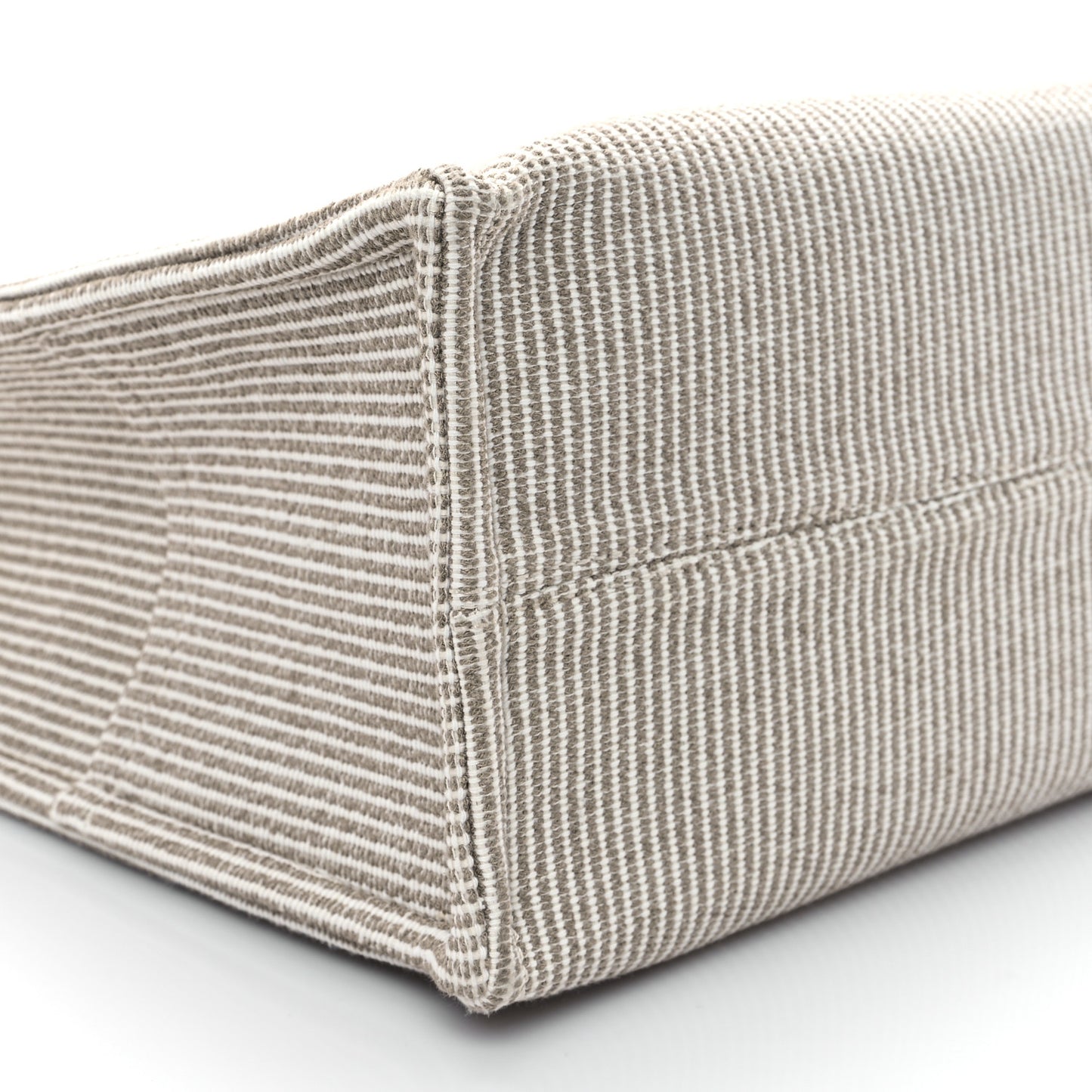 Canvas Calfskin Striped Triomphe Large Cabas Beige