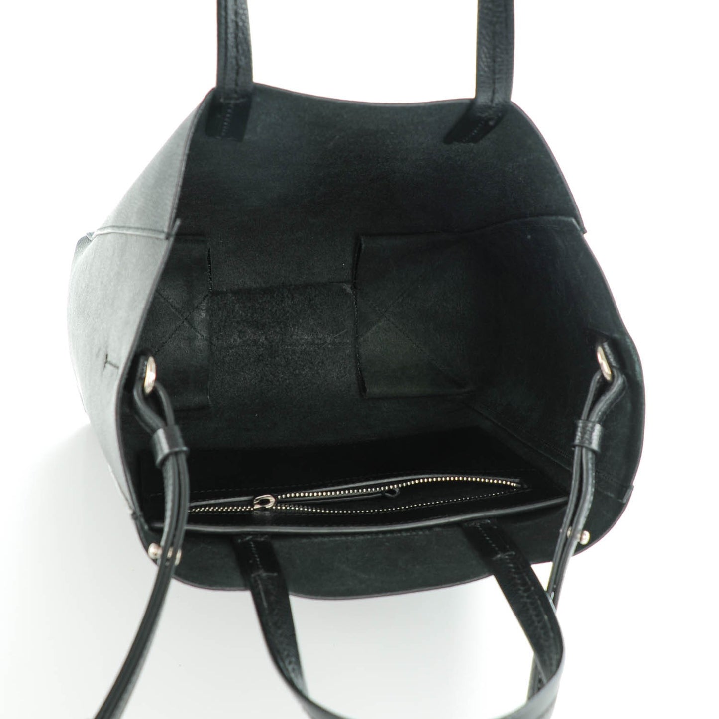 Grained Calfskin Small Vertical Cabas Black