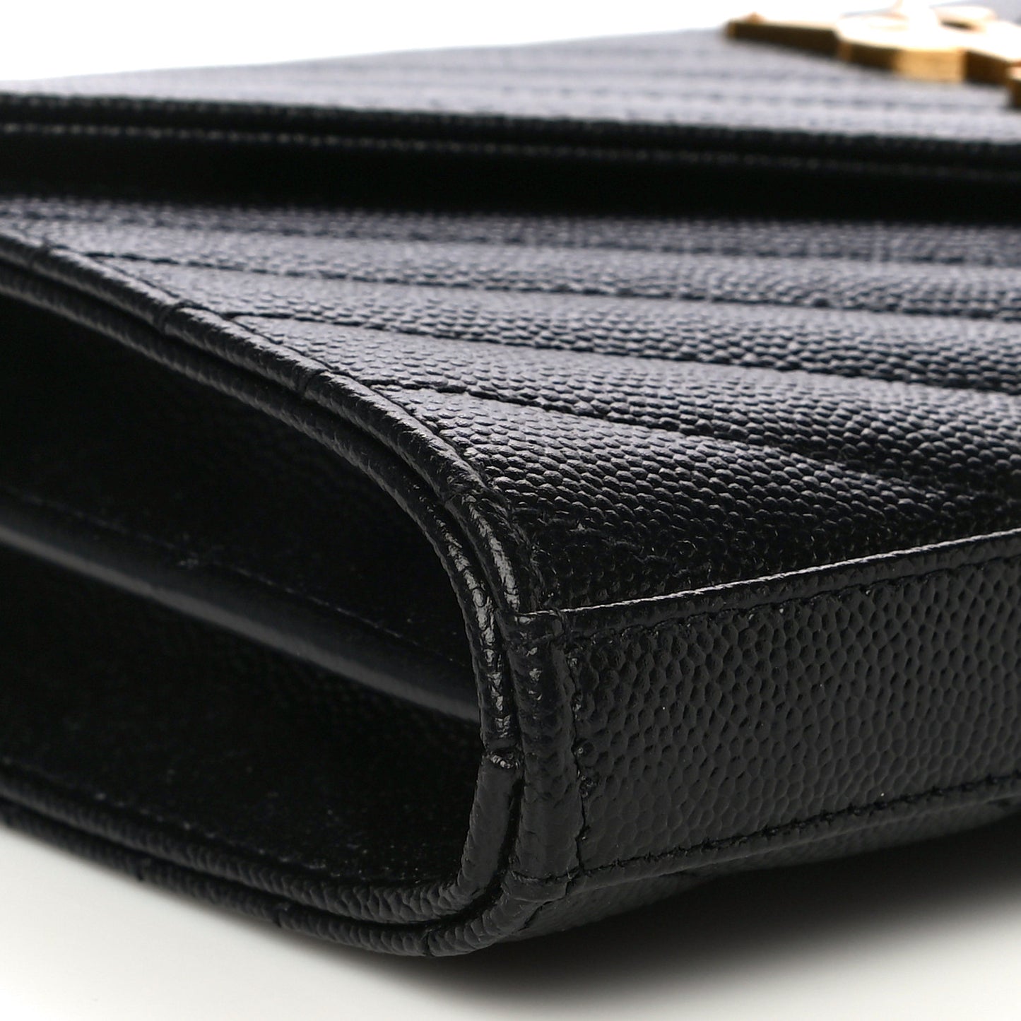 Grain De Poudre Matelasse Chevron Medium Monogram Chain Wallet Black