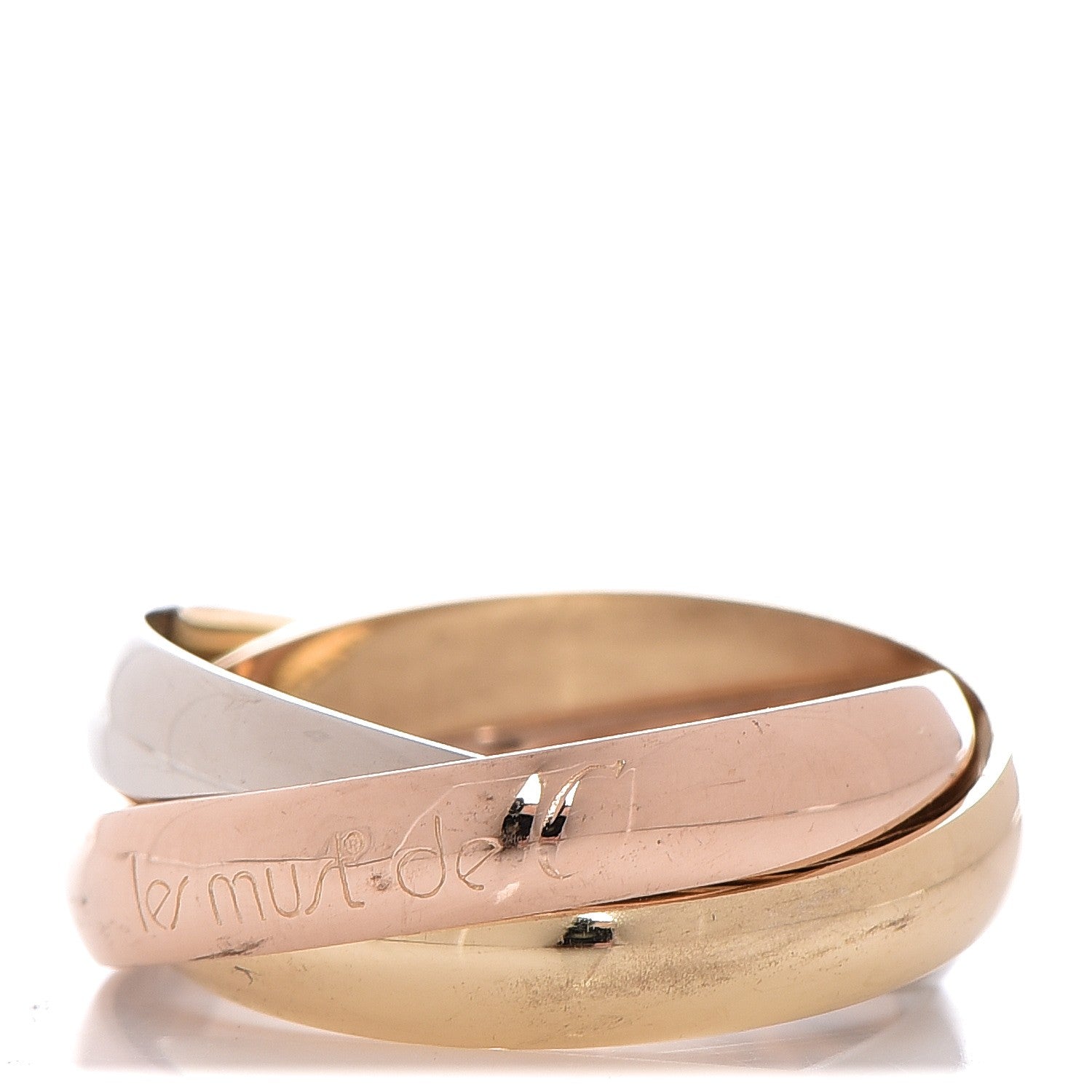 Cartier 18K Pink Yellow White Gold Small Les Must De Trinity Ring 48 4.5 1 of 4