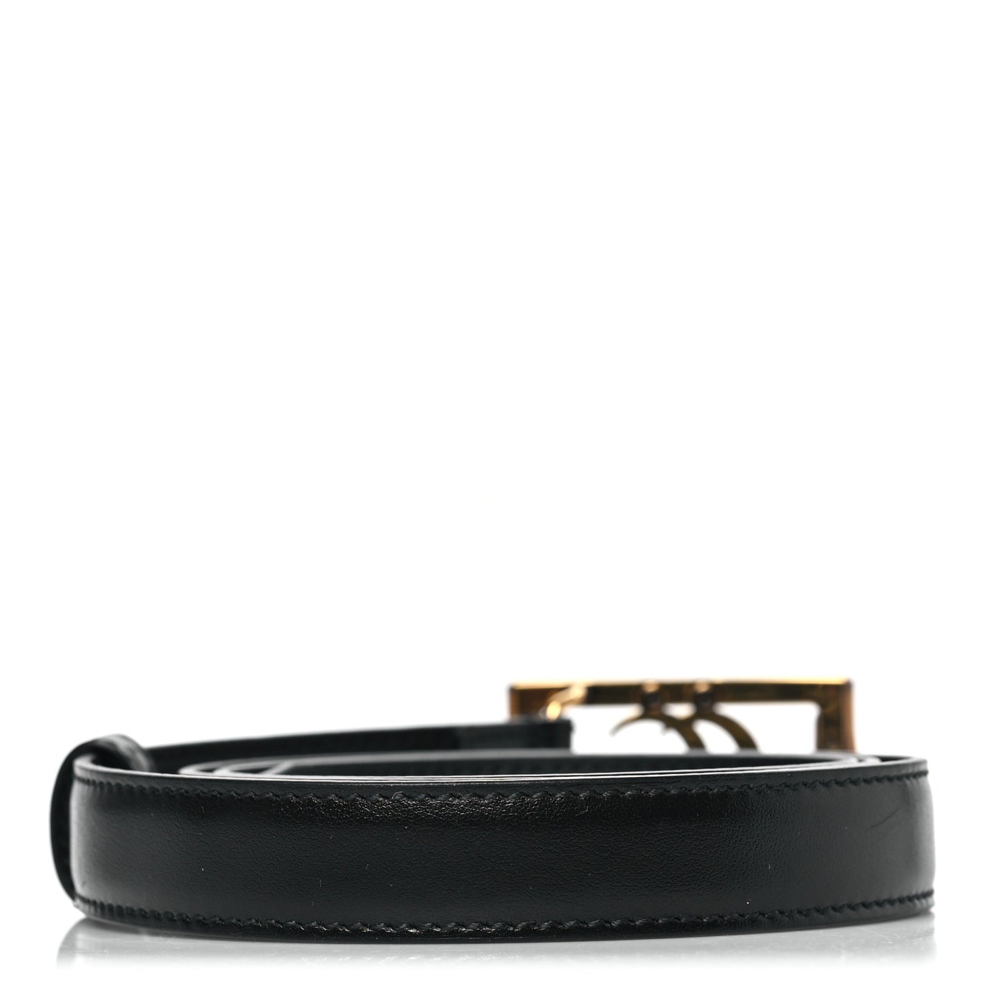 Calfskin Bamboo Double GG Buckle 20mm Belt 90 36 Black