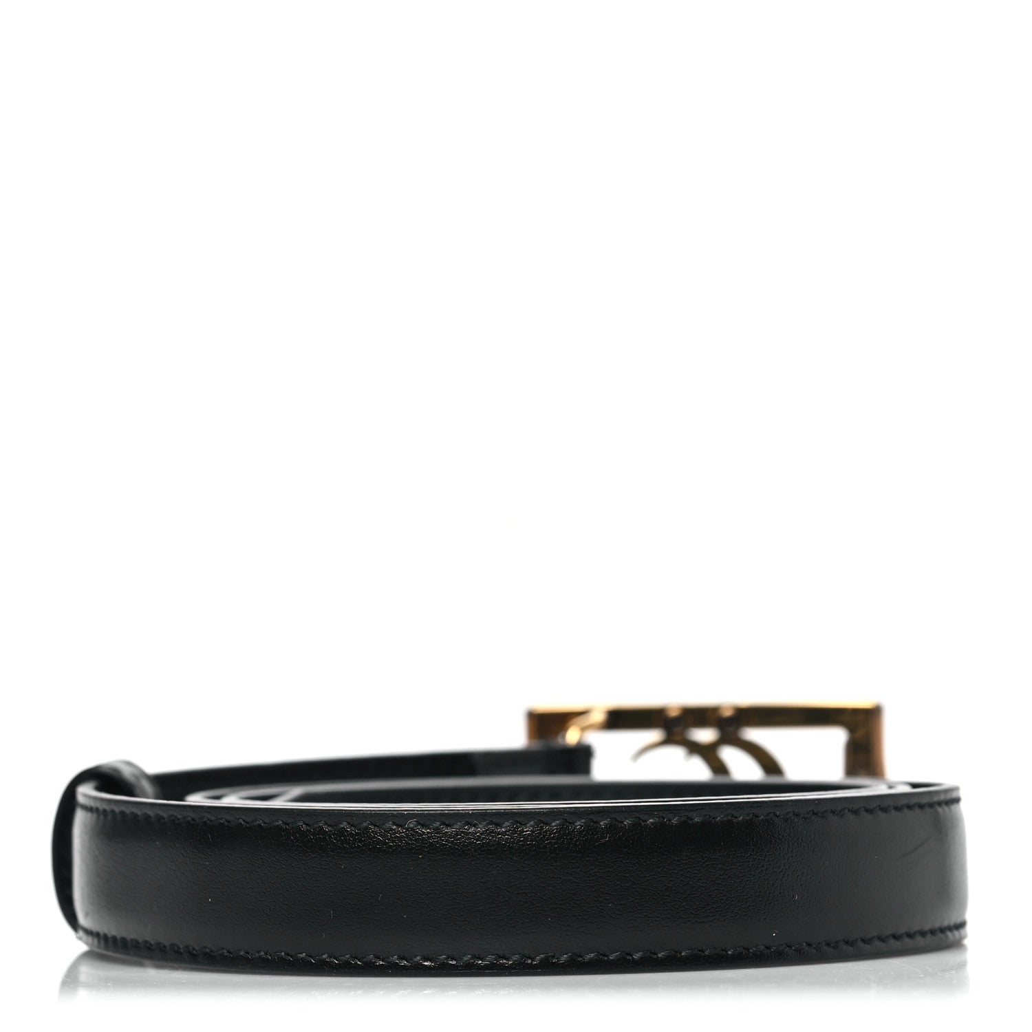 Gucci Calfskin Bamboo Double GG Buckle 20mm Belt 90 36 Black 3 of 6