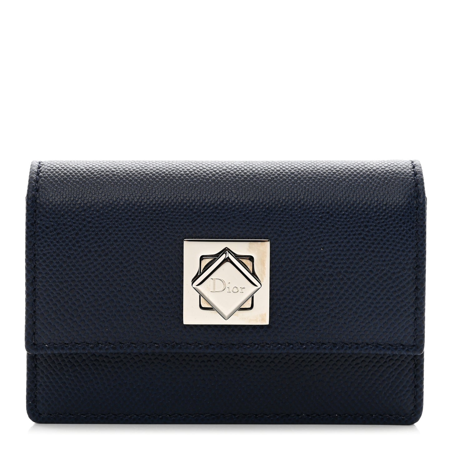 Grained Calfskin Turn Me Envelope Gusseted Card Holder Navy