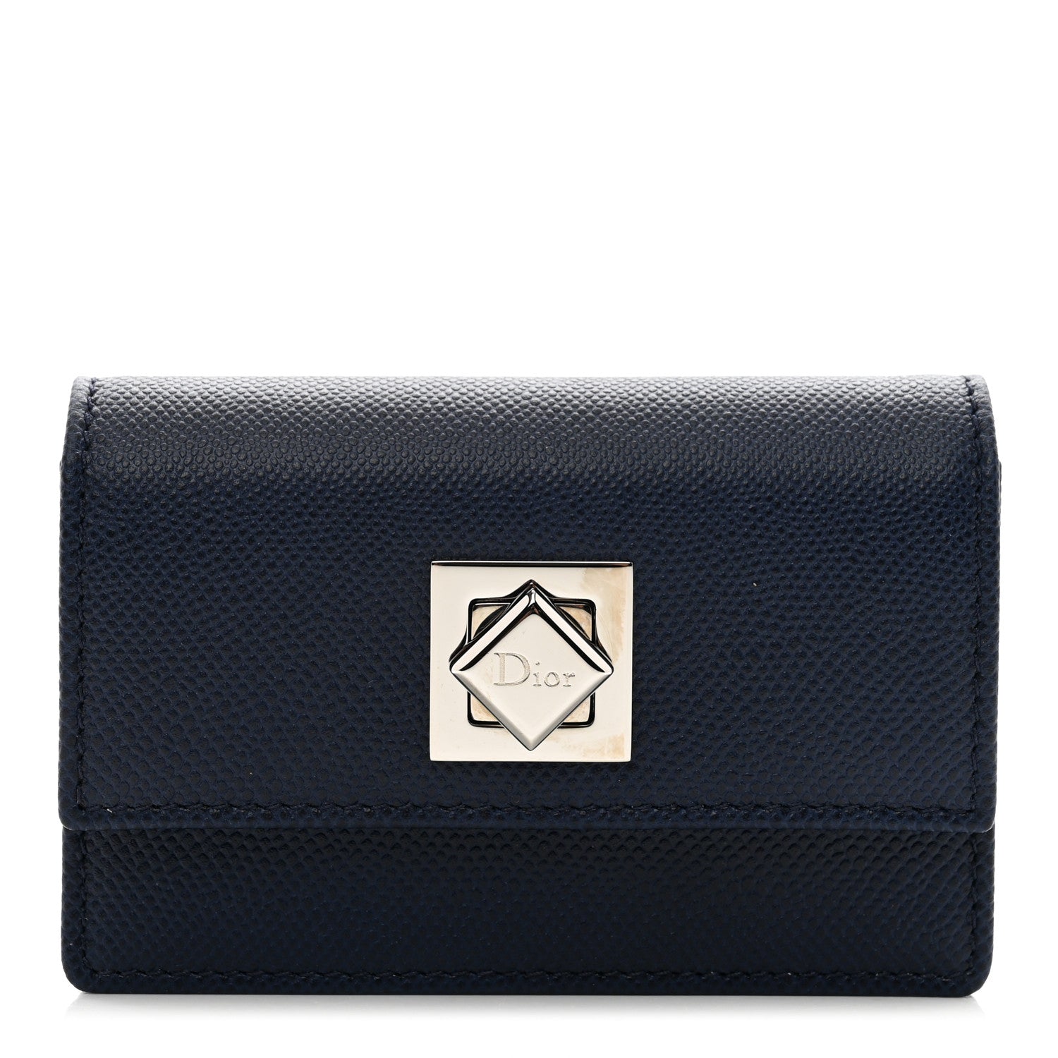Christian Dior Grained Calfskin Turn Me Envelope Gusseted Card Holder Navy 1 of 8