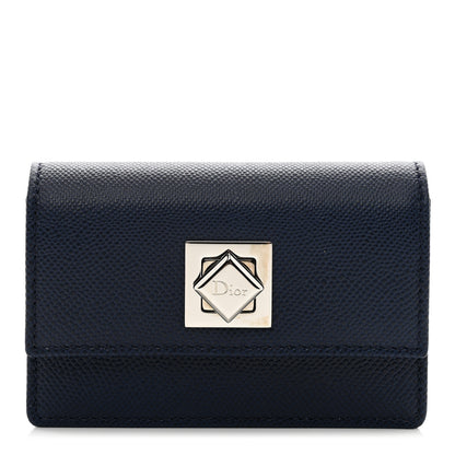 Christian Dior Grained Calfskin Turn Me Envelope Gusseted Card Holder Navy 1 of 8