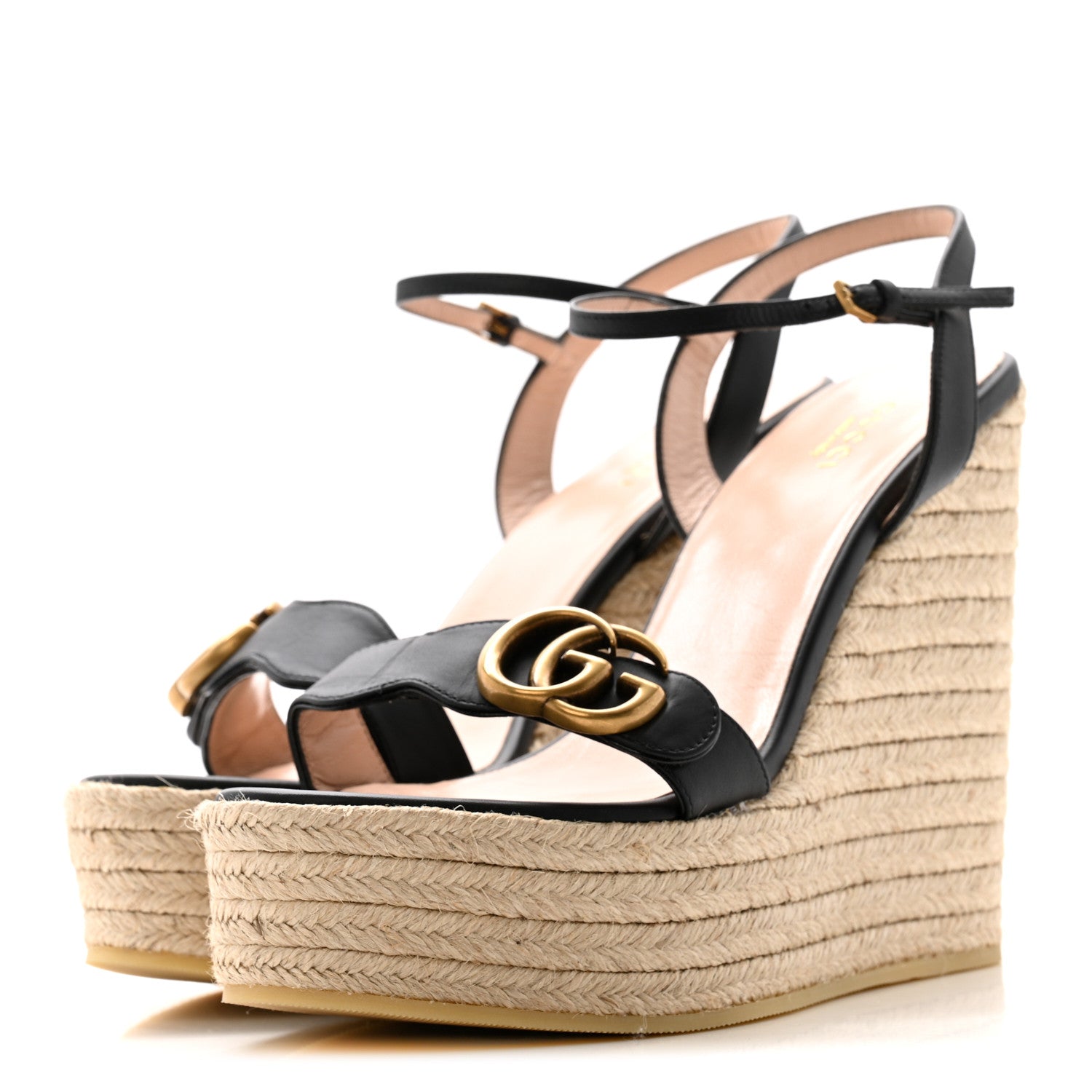 Gucci Nappa Matelasse GG Marmont Slingback Platform 45/130mm Espadrille Wedges 40 Black 4 of 12