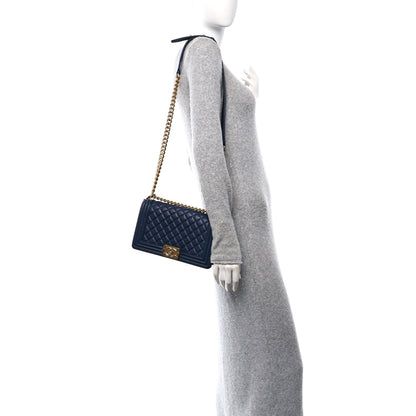 Chanel Lambskin Quilted Medium Boy Flap Dark Blue 2 of 15