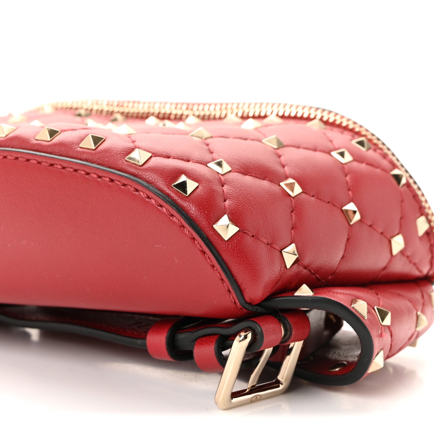 Valentino Garavani Lambskin Free Rockstud Spike Belt Bag 85 Rosso