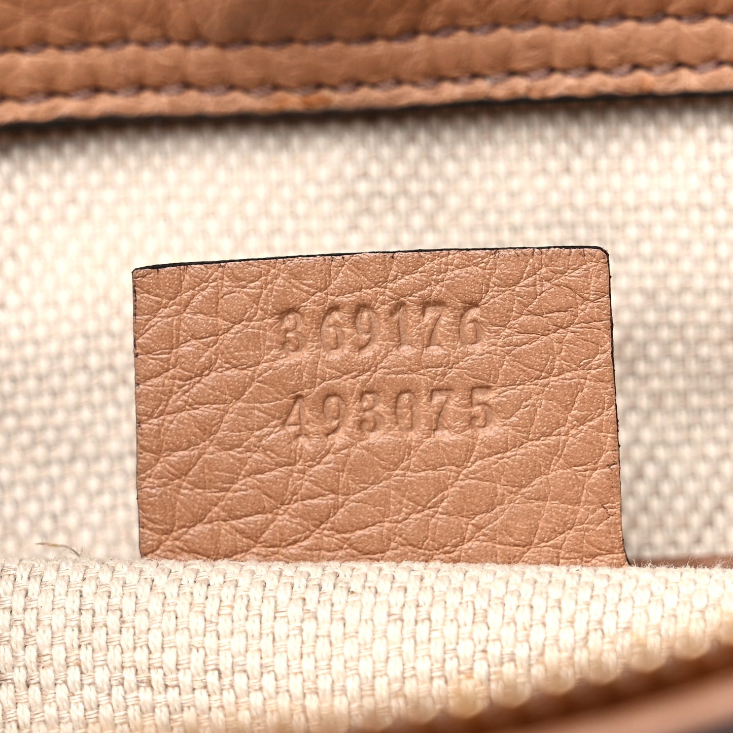 Pebbled Calfskin Small Soho Top Handle Bag Camelia