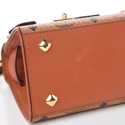 MCM Visetos X-Mini Heritage Top Handle Satchel Cognac 10 of 15
