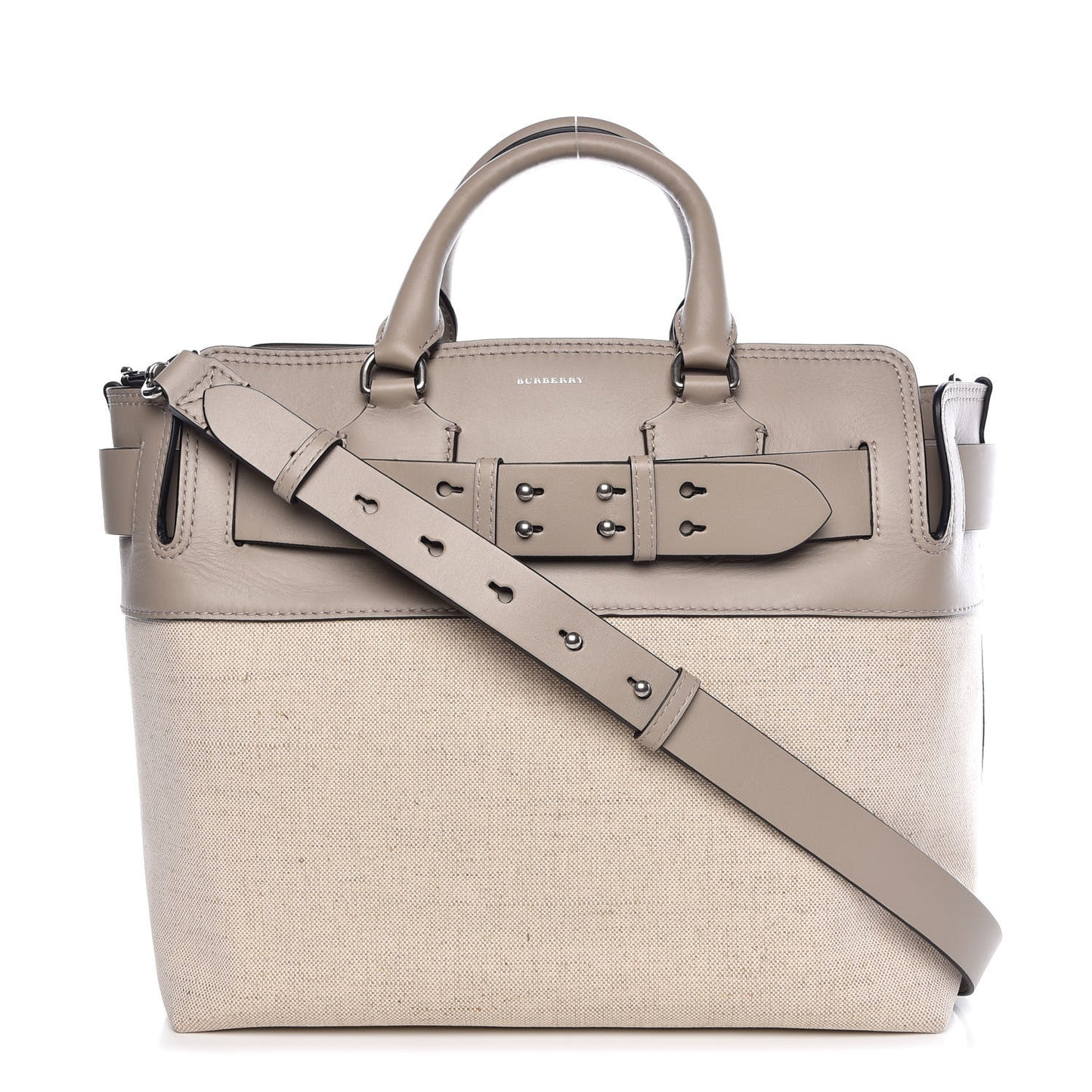 Canvas Calfskin Medium Belt Bag Grey Stone