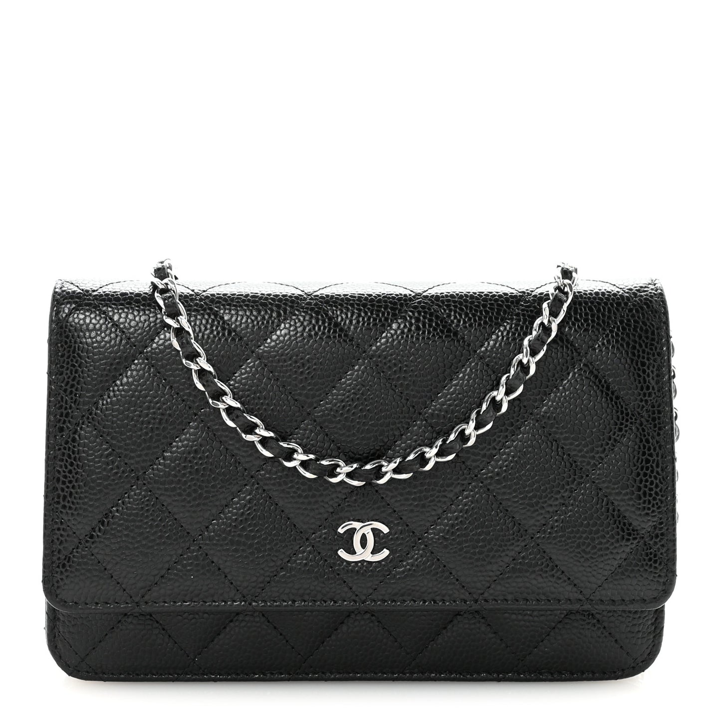 Caviar Quilted Wallet on Chain WOC Black