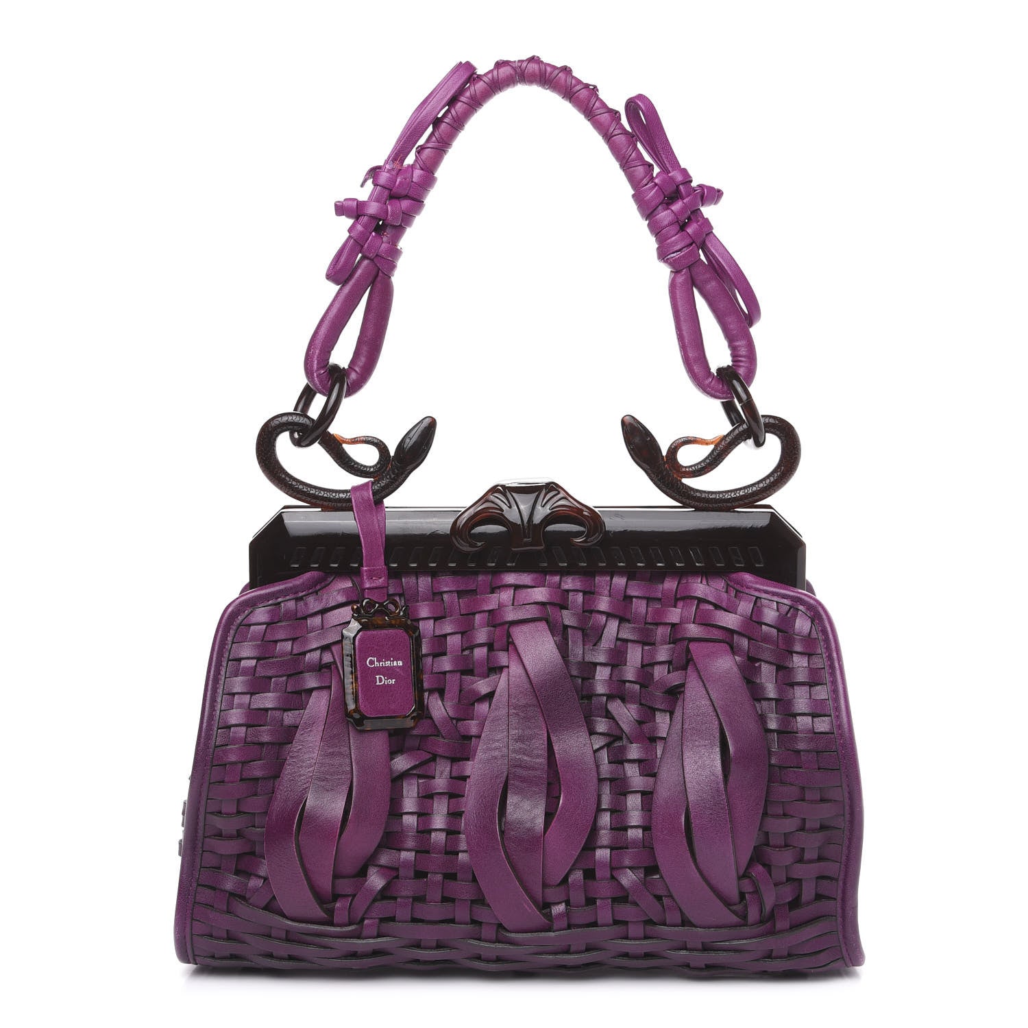 Christian Dior Calfskin Samourai 1947 Intrecciato Frame Bag Fuchsia 1 of 13
