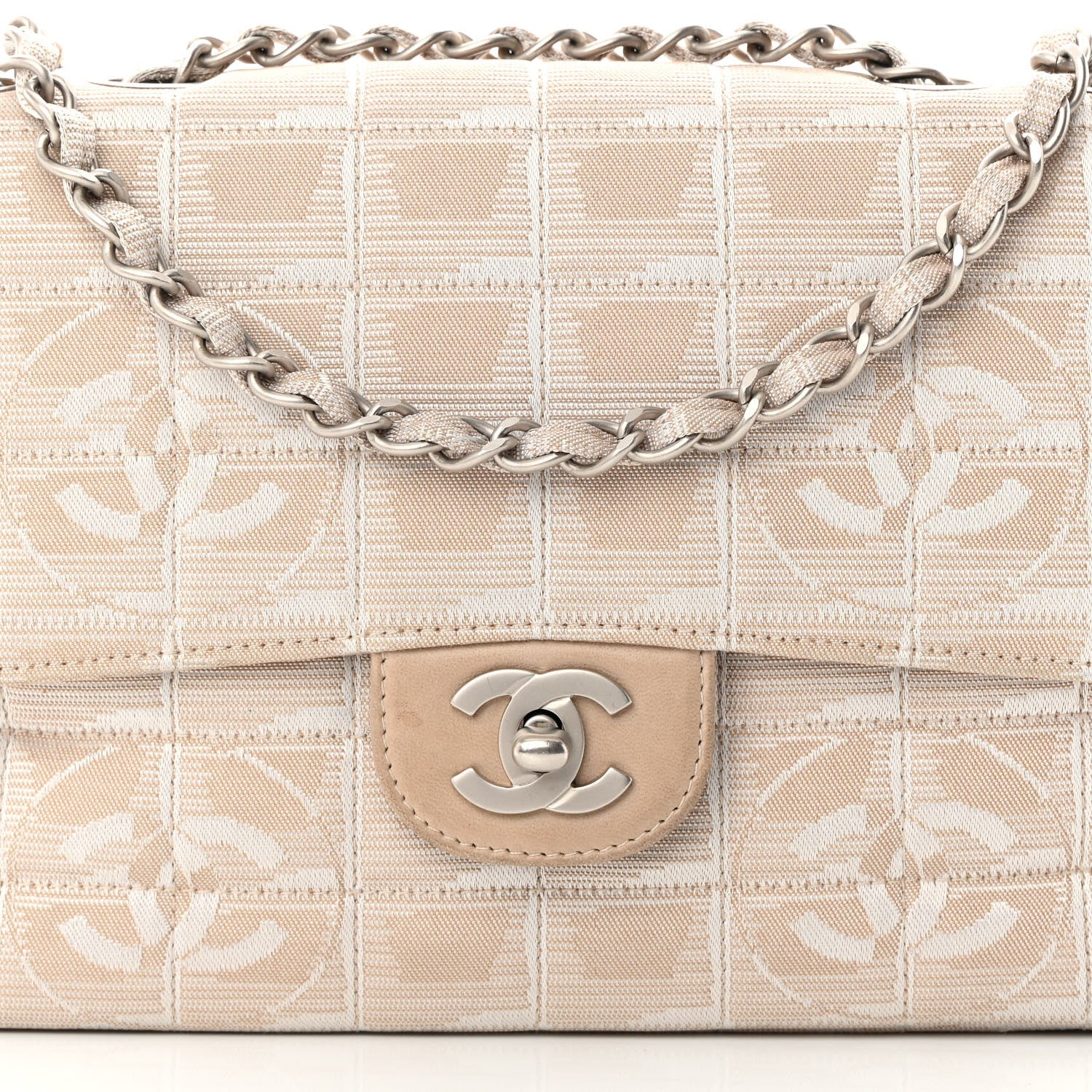 Chanel Nylon Medium Travel Flap Light Beige 8 of 13