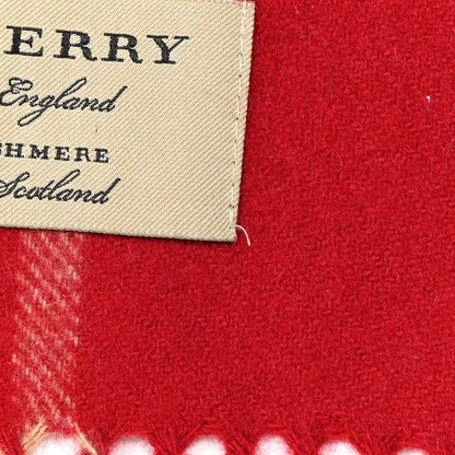 Burberry Wool Cashmere Check Fringe Scarf Claret 5 of 6