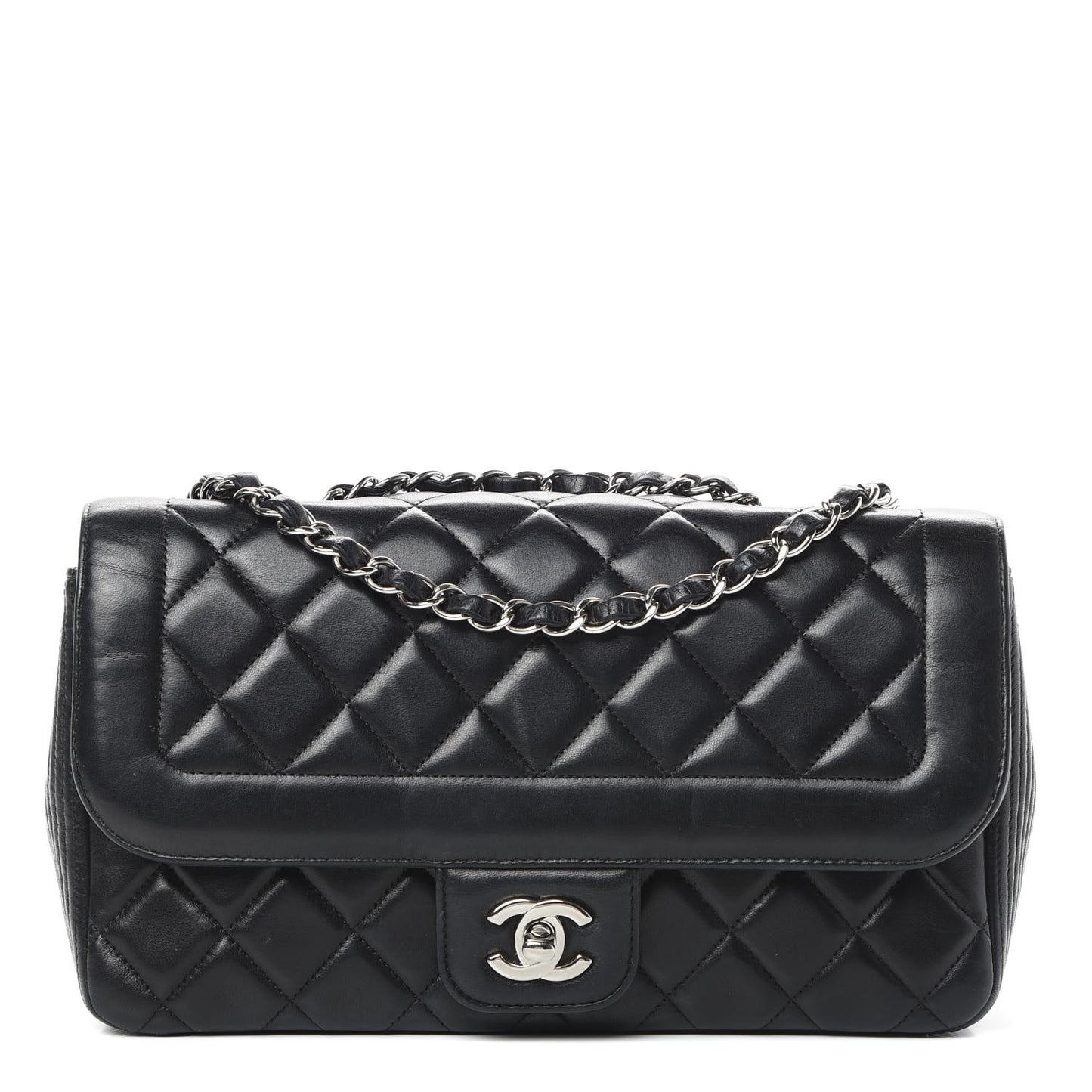 Lambskin Quilted Medium Single Flap Black