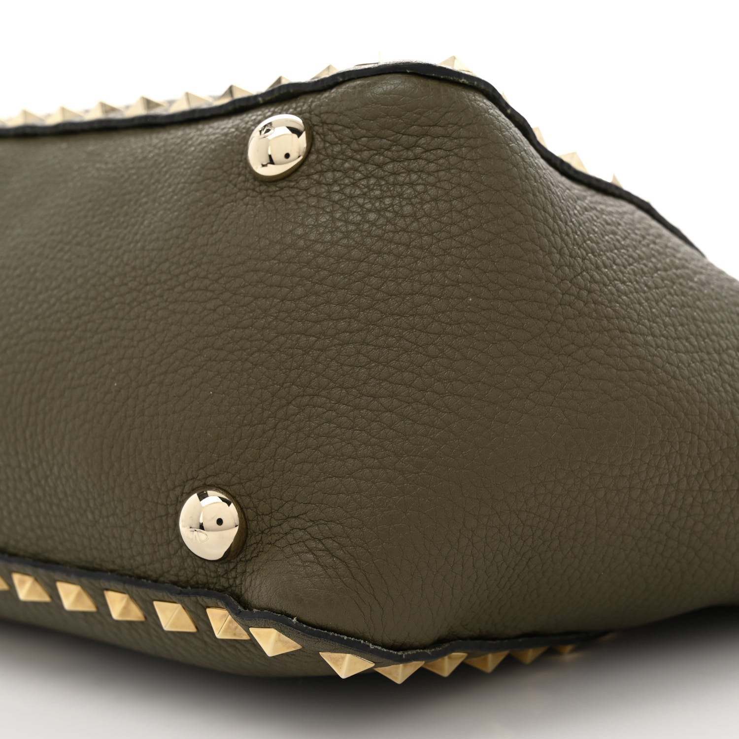 Valentino Garavani VALENTINO GARAVANI Pebbled Calfskin Small Rockstud Tote Army Green 9 of 10