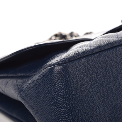 Chanel Caviar Quilted Jumbo Single Flap Navy 10 of 11