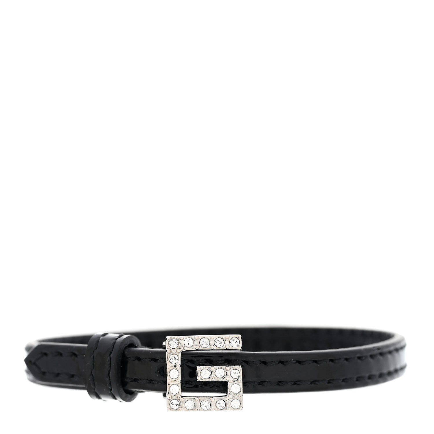 Gucci Patent Crystal G Buckle Bracelet S Black 1 of 6
