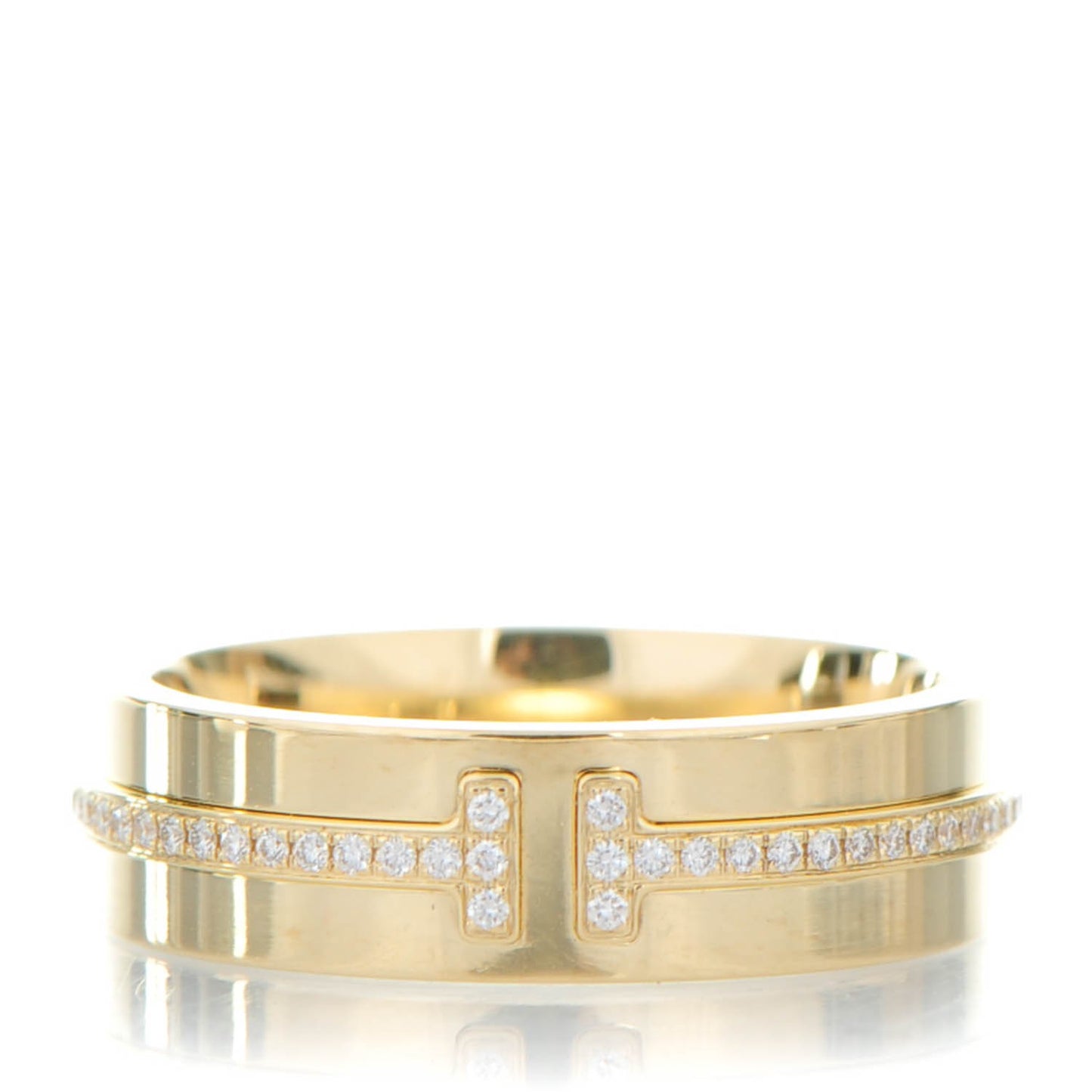 18K Yellow Gold Diamond T Two Ring 6.5