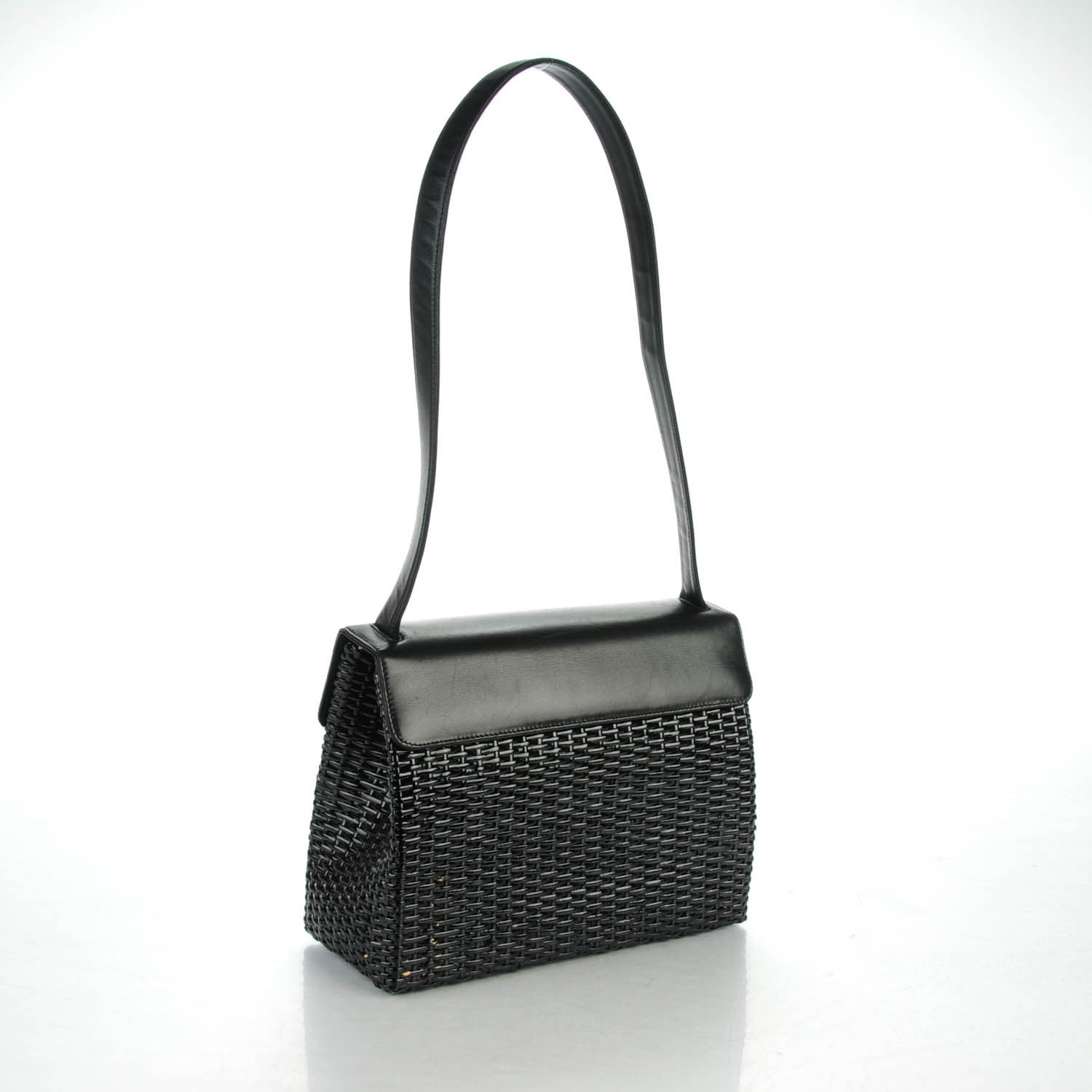Chanel Lambskin Straw Basket Shoulder Bag Black 3 of 8