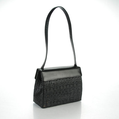 Chanel Lambskin Straw Basket Shoulder Bag Black 3 of 8