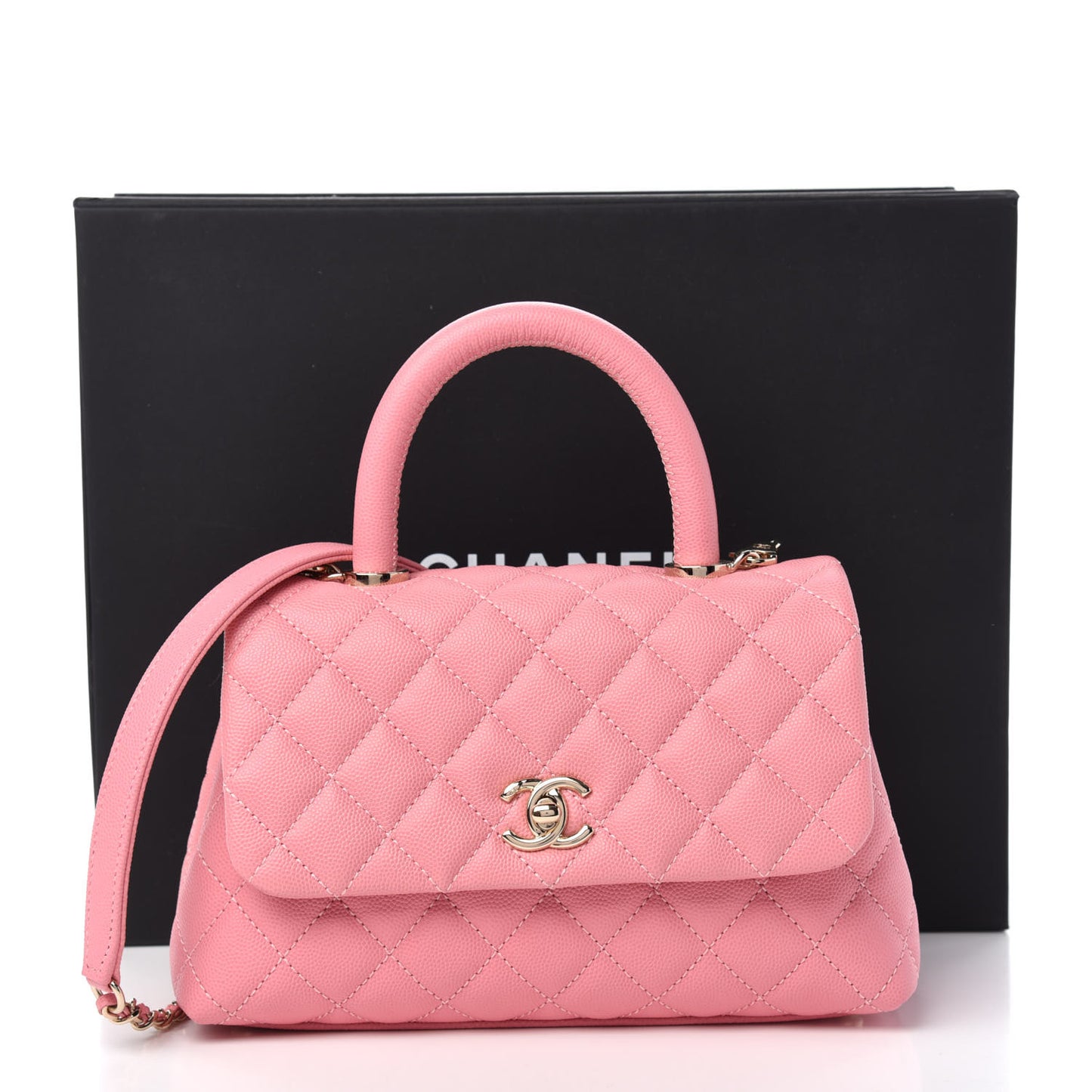 Caviar Quilted Mini Coco Handle Flap Pink