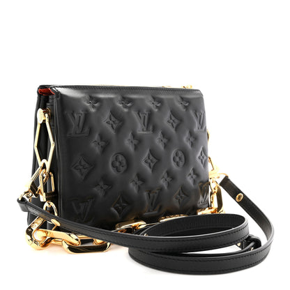 Louis Vuitton Lambskin Embossed Monogram Coussin BB Black 3 of 10