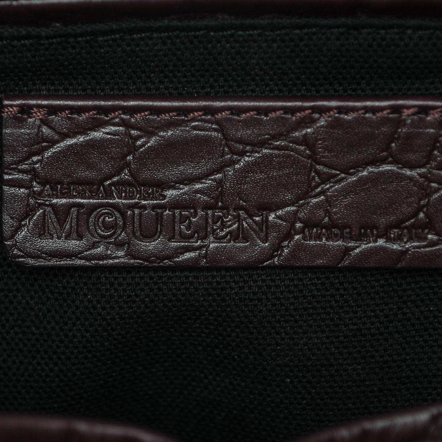 Alexander McQueen Calfskin Crocodile Embossed Small Skull Padlock Zip Around Tote Bordeaux 6 of 6