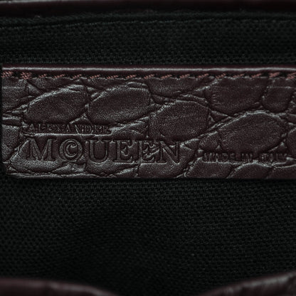 Alexander McQueen Calfskin Crocodile Embossed Small Skull Padlock Zip Around Tote Bordeaux 6 of 6