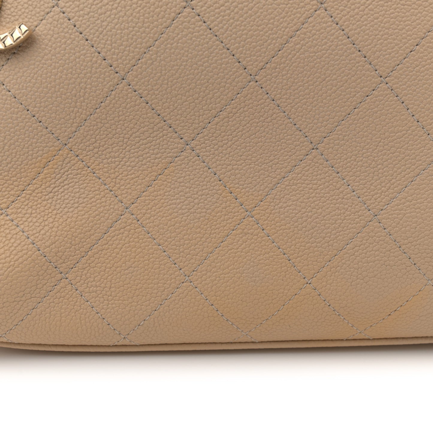 Caviar Stitched Shopping Tote Beige