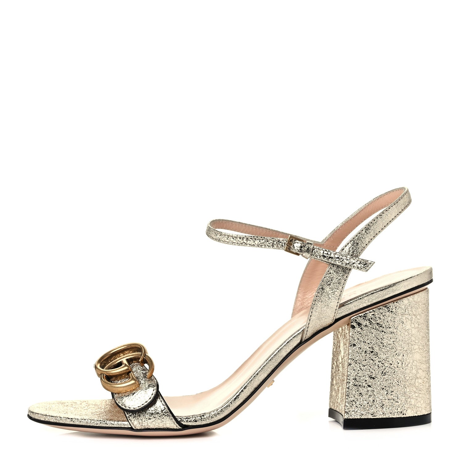 Gucci Galassia GG Marmont Ankle Wrap 75mm Sandals 38.5 Platino 1 of 9