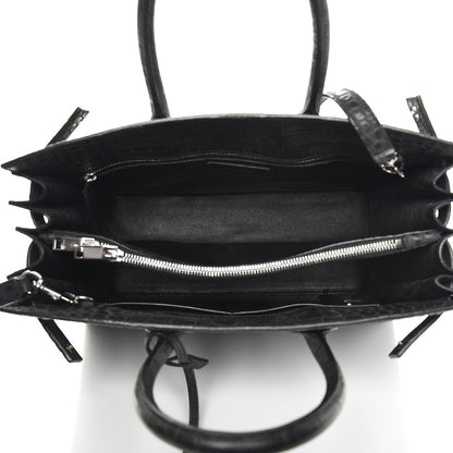 Saint Laurent Calfskin Crocodile Embossed Small Sac de Jour Dusty Black 6 of 14