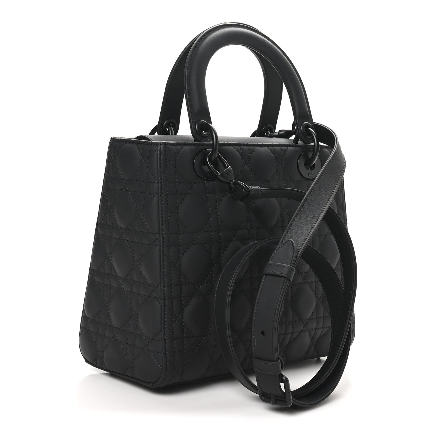 Christian Dior Ultra Matte Calfskin Cannage Medium Lady Dior Black 3 of 10