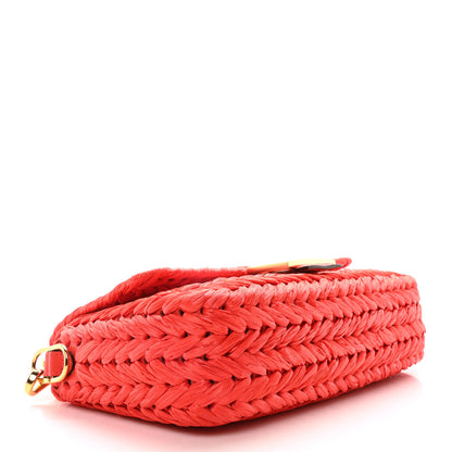 Fendi Paglia Vitello Grace FF Woven Baguette Lava 4 of 10