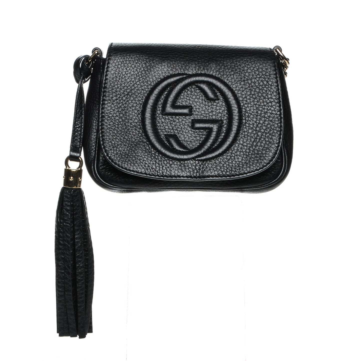 Pebbled Calfskin Small Soho Flap Crossbody Black