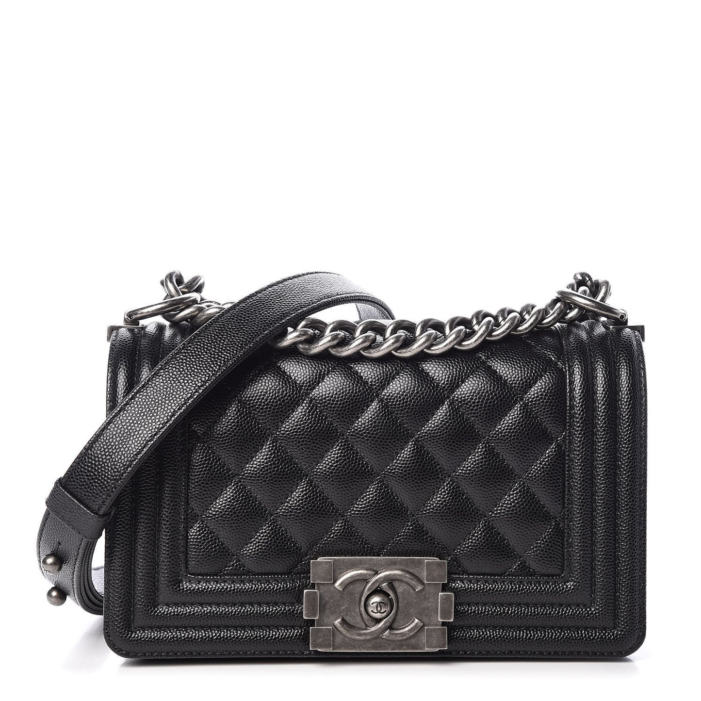 Caviar Quilted Small Boy Flap Black