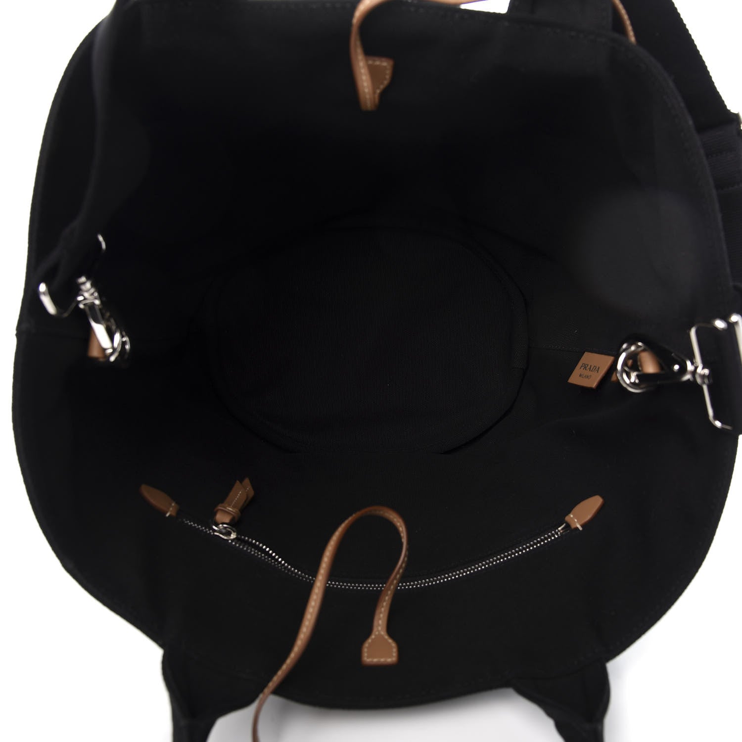 Prada Canapa Small Shopping Tote Black 6 of 10