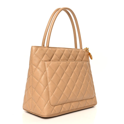 Chanel Caviar Quilted Medallion Tote Beige 3 of 7